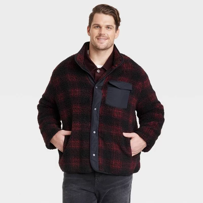 Men's High Pile Fleece Faux Fur Jacket - Goodfellow & Co™ Red 6 Men's High Pile Fleece Faux Fur Jacket - Goodfellow & Co™ Red - Image 4