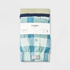 Men's Plaid Woven Boxer 2pk - Goodfellow & Co™ Green/Blue