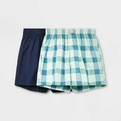 Men's Plaid Woven Boxer 2pk - Goodfellow & Co™ Green/Blue 4 Men's Plaid Woven Boxer 2pk - Goodfellow & Co™ Green/Blue - Image 2