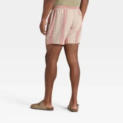 Men's Striped 5" Elevated Pull-On Shorts - Goodfellow & Co™ Beige/Pink