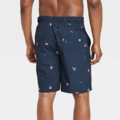Men's 9" Sun Print E-Board Swim Shorts - Goodfellow & Co™ Navy Blue