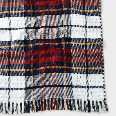 Men's Plaid Woven Oblong Scarves - Goodfellow & Co™ White/Navy/Orange/Yellow 4 Men's Plaid Woven Oblong Scarves - Goodfellow & Co™ White/Navy/Orange/Yellow - Image 2