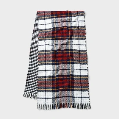Men's Plaid Woven Oblong Scarves - Goodfellow & Co™ White/Navy/Orange/Yellow 3 Men's Plaid Woven Oblong Scarves - Goodfellow & Co™ White/Navy/Orange/Yellow