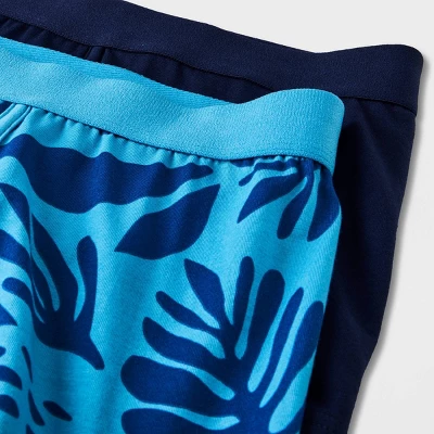 Men's Floral Leaf Print Trunks 2pk - Goodfellow & Co™ Blue/Orange 4 Men's Floral Leaf Print Trunks 2pk - Goodfellow & Co™ Blue/Orange - Image 2