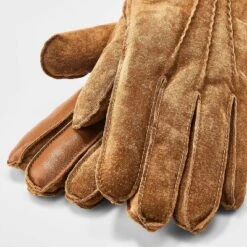 Men's Faux Shearling Lined Pig Suede Gloves - Goodfellow & Co™ Brown
