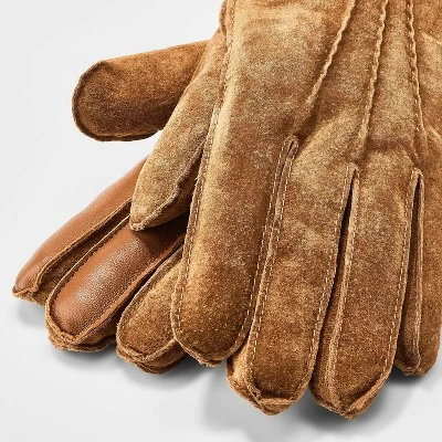 Men's Faux Shearling Lined Pig Suede Gloves - Goodfellow & Co™ Brown 3 Men's Faux Shearling Lined Pig Suede Gloves - Goodfellow & Co™ Brown
