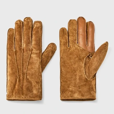 Men's Faux Shearling Lined Pig Suede Gloves - Goodfellow & Co™ Brown 5 Men's Faux Shearling Lined Pig Suede Gloves - Goodfellow & Co™ Brown - Image 3