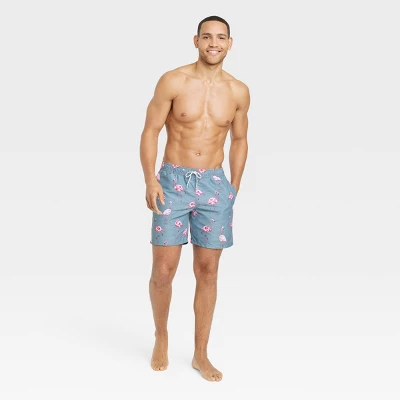 Men's 7" Flamingo Swim Shorts - Goodfellow & Co™ Blue 4 Men's 7" Flamingo Swim Shorts - Goodfellow & Co™ Blue - Image 2