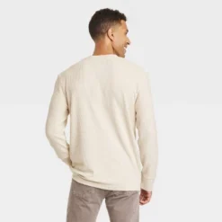Men's Long Sleeve Textured Crewneck Shirt - Goodfellow & Co™