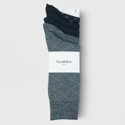 Men's Textured Dress Socks 5pk - Goodfellow & Co™ 7-12 3 Men's Textured Dress Socks 5pk - Goodfellow & Co™ 7-12