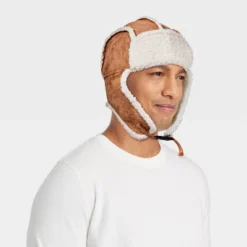 Men's Suede Faux Shearling Trapper Hat - Goodfellow & Co™ Tan