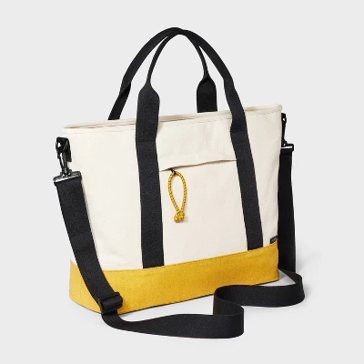 Men's Double Handle Tote Bag - Goodfellow & Co™ Beige/Yellow: Cotton Shell, Detachable Straps, 58.25" Strap 3 Men's Double Handle Tote Bag - Goodfellow & Co™ Beige/Yellow: Cotton Shell, Detachable Straps, 58.25" Strap
