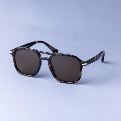 Men's Plastic Tortoise Shell With Metal Aviator Sunglasses - Goodfellow & Co™ Brown: Medium Fit, UV Protection, Recycled Frame 3 Men's Plastic Tortoise Shell With Metal Aviator Sunglasses - Goodfellow & Co™ Brown: Medium Fit, UV Protection, Recycled Frame